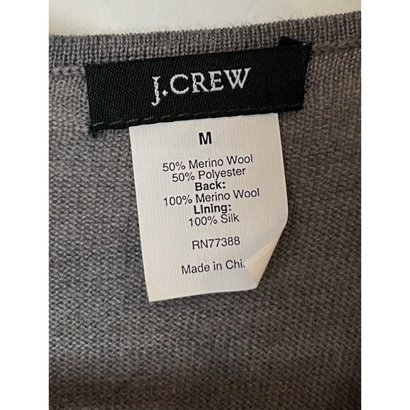 J Crew Gray Silk Merino Wool Crochet Tank Top Size Medium - Picture 5 of 8
